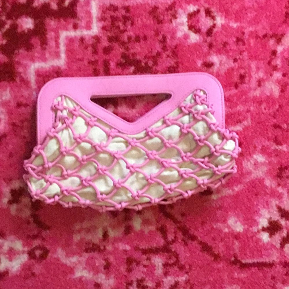 Pink and Cream Net Handbag